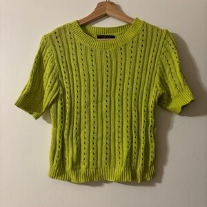 Cropped Open Knit Sweater